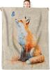 Boho Fox Watercolor Tapestry Wall Hanging Decorative Throw Blanket Spring Nature Woodland Animal Art For Aesthetic Home Decor Gi