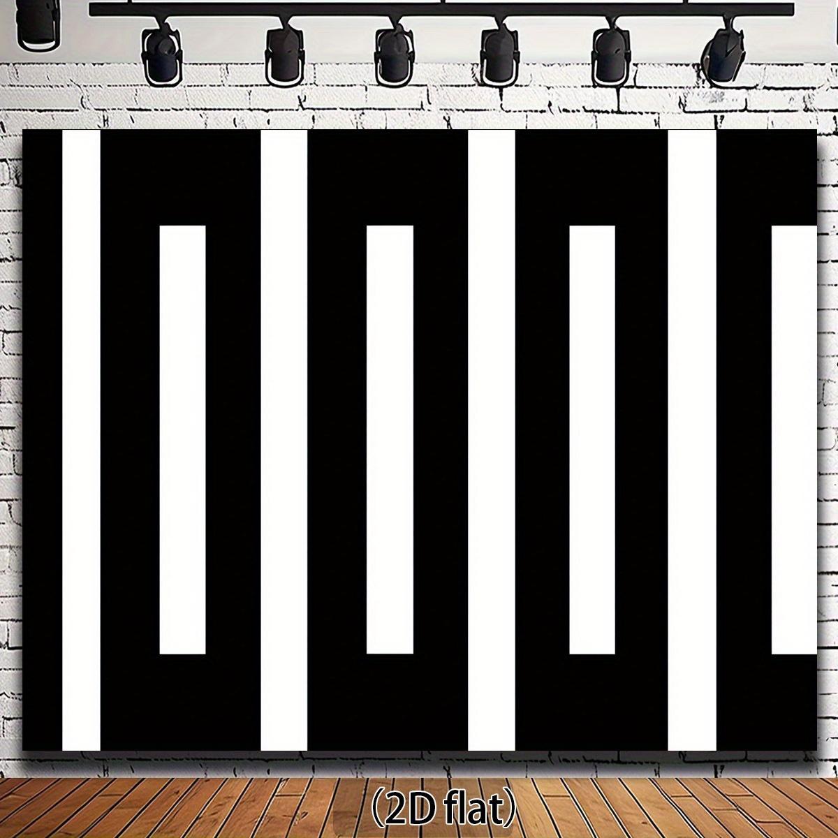 2D graphic design a piece of black and white striped fabric similar to wallpaper - using black and white vertical stripes (as the picture,130x150cm)