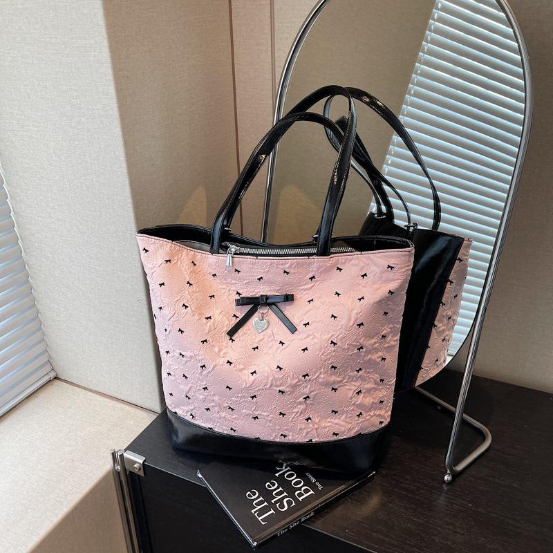 

Сладкий бант сумка-тоут на одно плечо женский летний новый модный рюкзак большой вместимости розовый