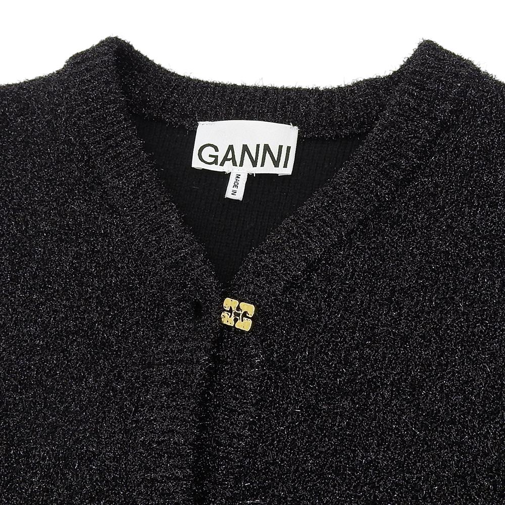 Ganni Beautiful Glitter Sparkle Cardigan, Women's, Black, Size S, K2304 Tops S blackUsed