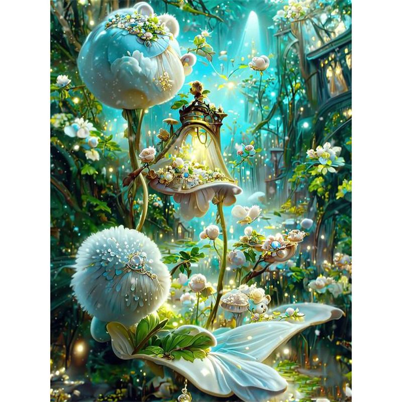 5D DIY Diamantmaling Naturlandskap Husbygning Diamantbroderi Maling Full Rund Diamantmosaikk DIY Hjemmedekor Gave