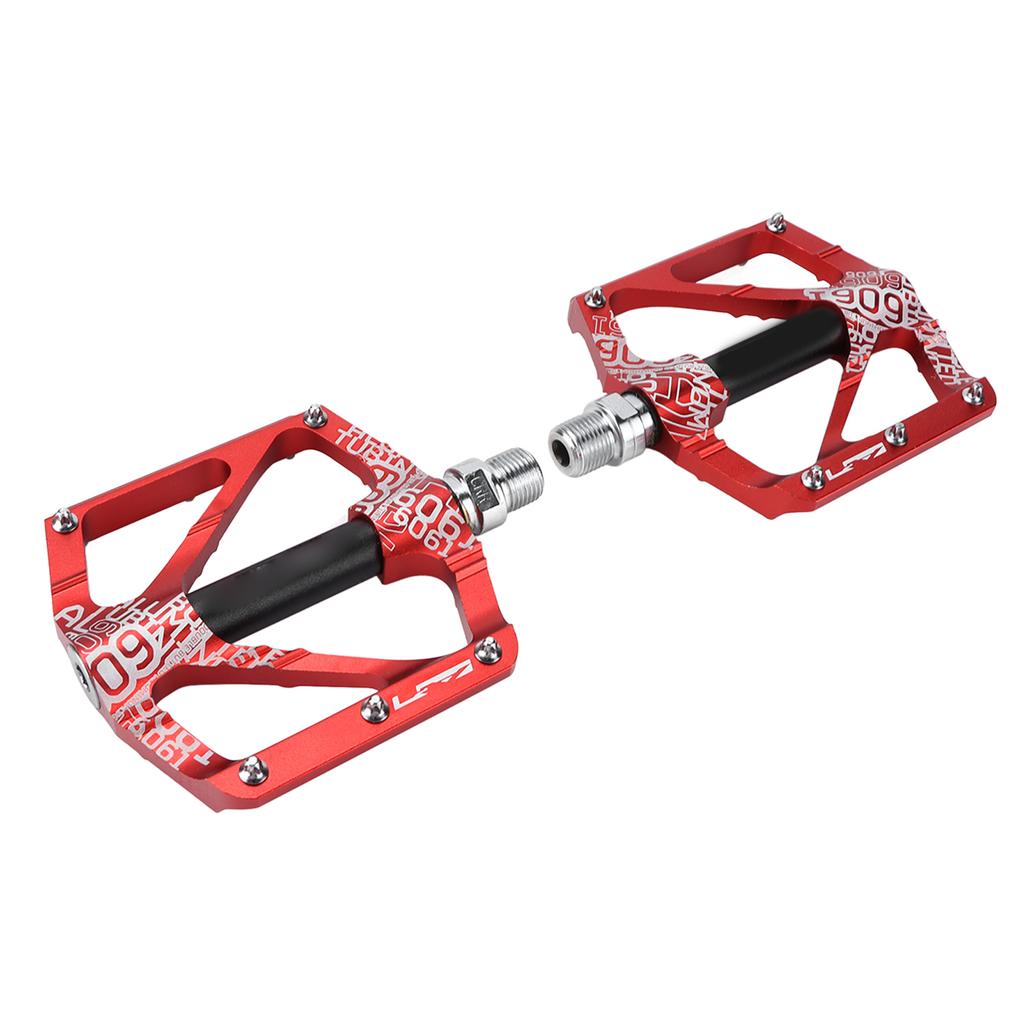 ENLEE 2Pcs Mountain Bike Pedal Bicycle Aluminum Alloy Bearing Pedal Ultra Light Palin Anti Slip PedalRed