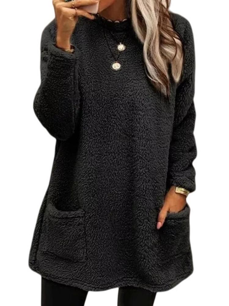 

Женская толстовка с длинными рукавами, карманом и плюшевой подкладкой S чёрный