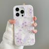 Simple Illustration Wind iphone17ProMax Mobile Phone Protective Case Female Apple 16Pro Cartoon Purple Flower Rabbit Soft