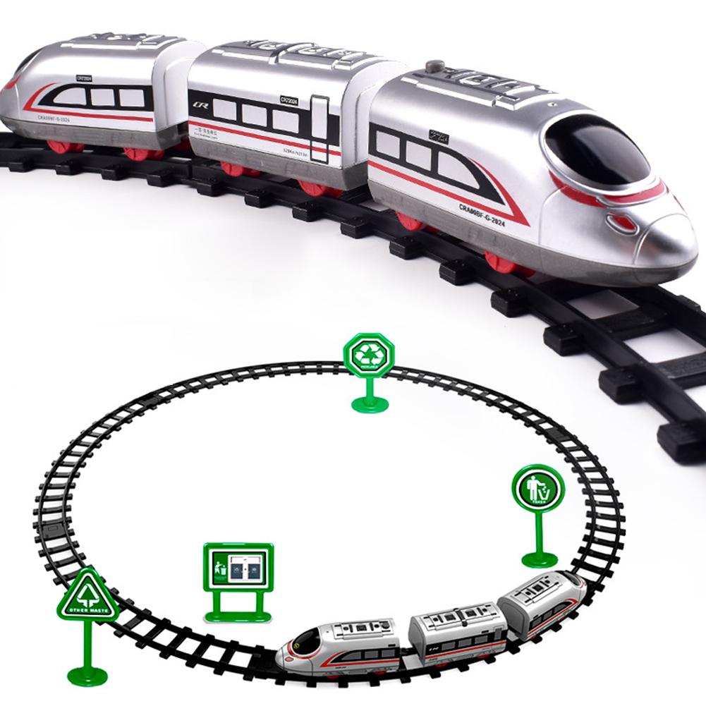 

Electric High Speed Train Plaything Set For Kids 13Pcs Diy Battery Operated Rail Car With Tracks & Signs Birthday Present For Young Boys