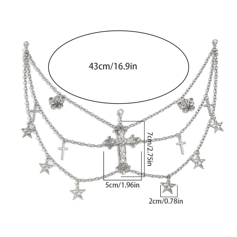Women'S Multi-Layer Cross Tassels Pendant Decoration Waist Chain Y2K Gothic Style Halloween  Body Chain Accessory Gift