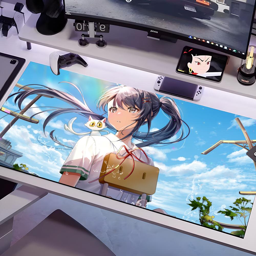Anime Suzume No Tojimari Mouse Pad Multiple Sizes Large Square Computer Office Game Table Mats Rubber Anti-slip Mousepads