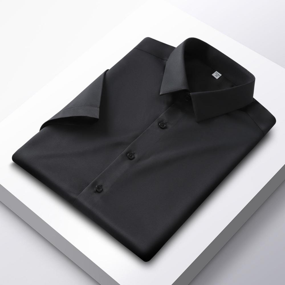 Nové strečové pánské košile proti vráskám s krátkým rukávem pro muže Slim Fit Společenská obchodní halenka košile 6XL