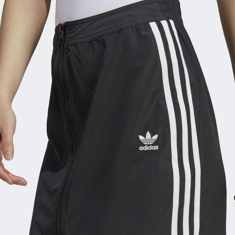 Adidas Originals Trefoil Striped Logo Embroidered Midi Skirt Women Bottoms Black HM2156