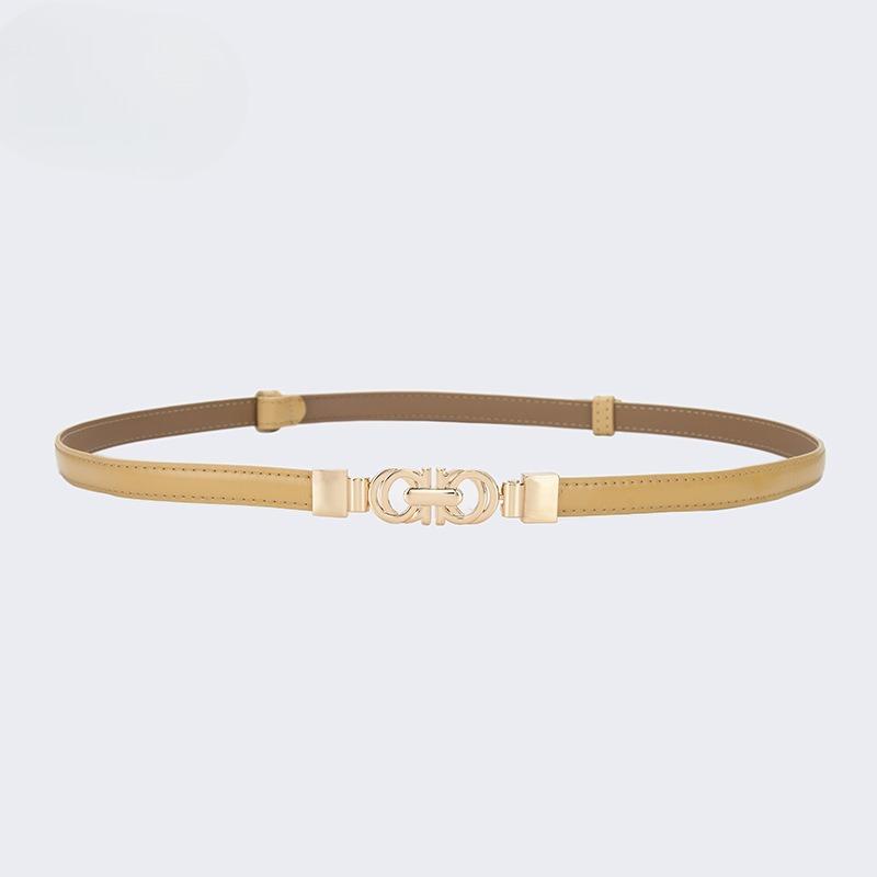 Fashionable Leather Thin Belt New Style Decoration with Skirt with Versatile Waist-length Punch-free Women's Suit Belt