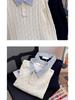 American Style Striped Cable Knit Polo Sweater - Men's Trendy Two-Piece Patchwork with Cleanfit Design