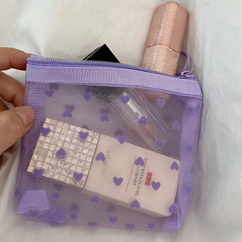 Mesh Cosmetic Bag Wave Point Travel Organizer Casual Makeup Bag  Outdoor