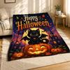 Black Kitten On Pumpkin Coral Fleece Blanket Happy Halloween Decor