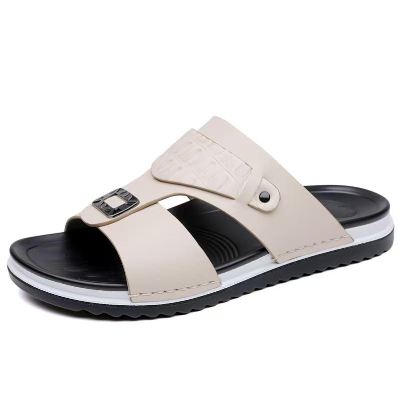 TUINANLE Unisex Casual Leather Slippers Mens Outdoor Open Toe Sandals Lightweight Comfortable Daily Walking Leisure Shoes