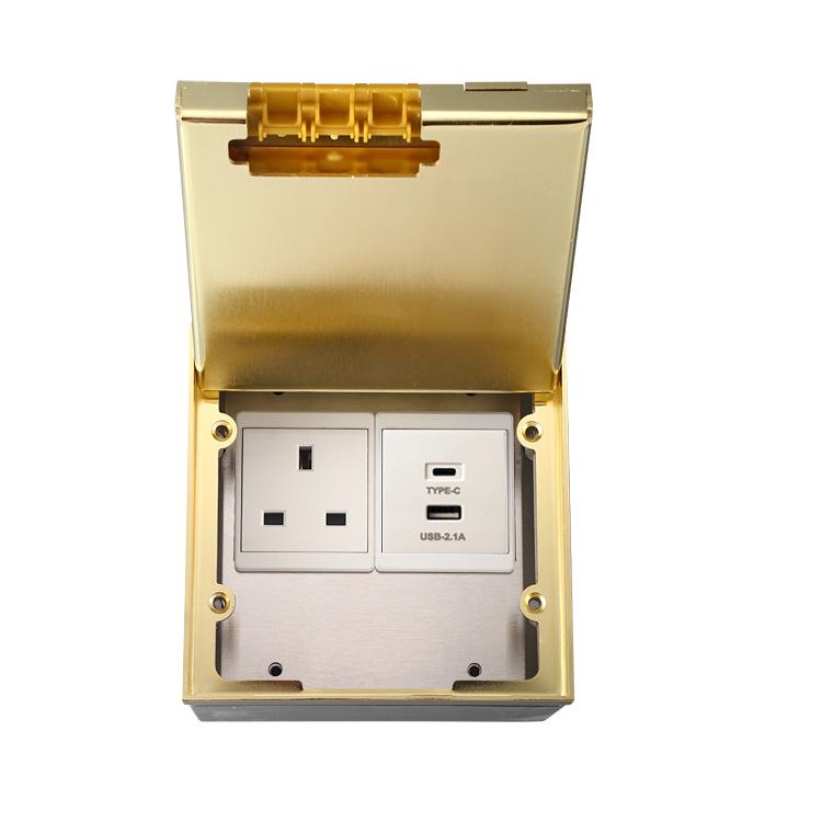 Stainless Steel Ultra-Thin Recessed UK/Saudi Power Socket with USB-C