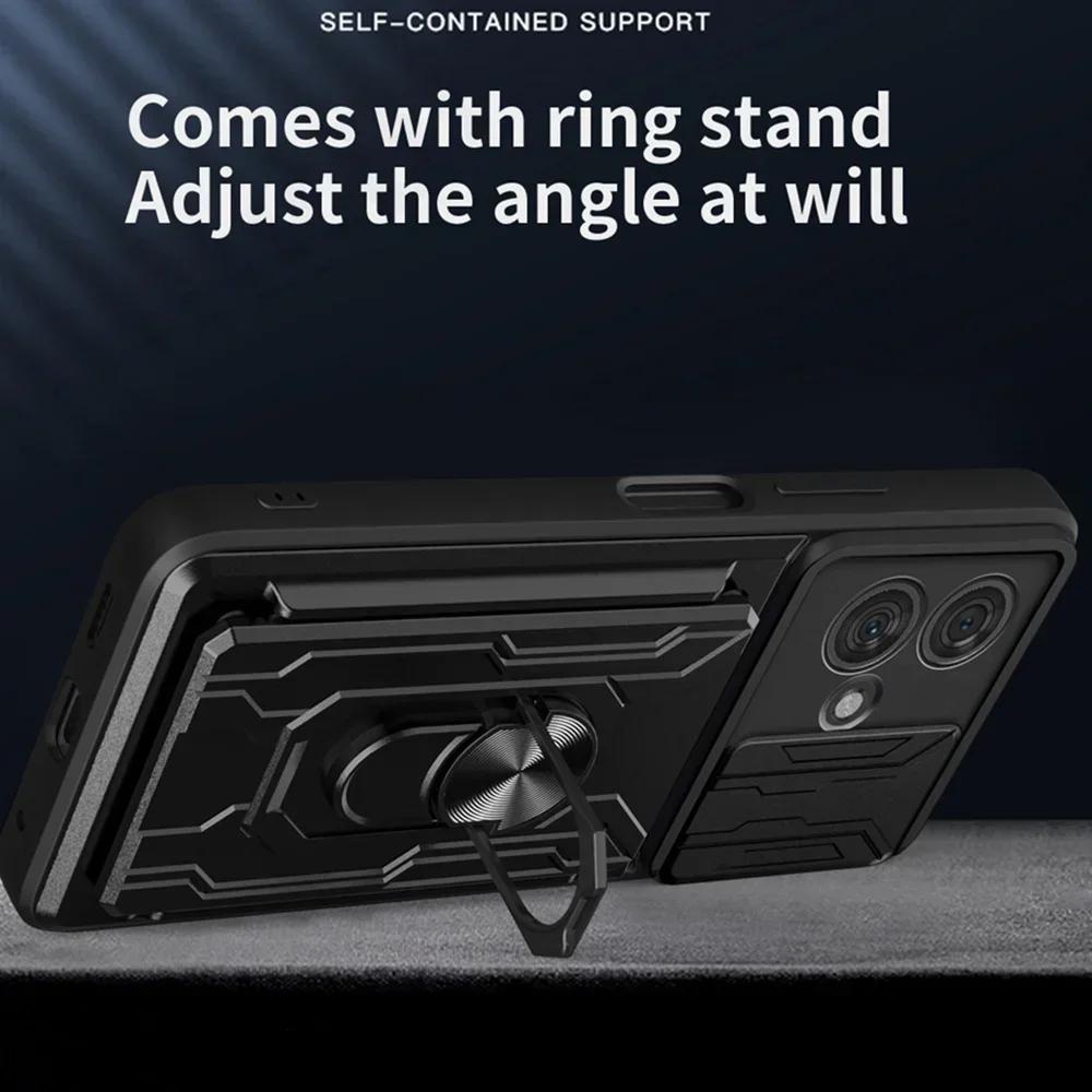 Kickstand Armor Case For Motorola Moto G56 G86 G35 G55 G75 G85 5G G05 G15 E15 Cover Card Pocket Ring Stand Holder Fundas Coque