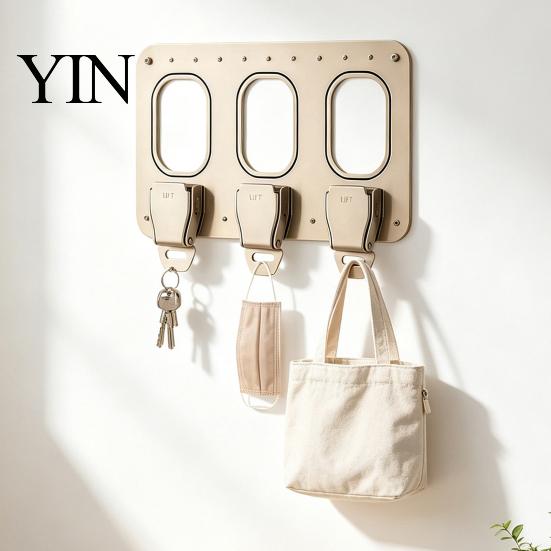 Schlüsselorganizer im Industriestil Wandmontierter Haken mit Flugzeug-Sicherheitsgurtschnallen-Design für den Eingangsbereich, Minimalistisches abnehmbares Legierungshaltergestell