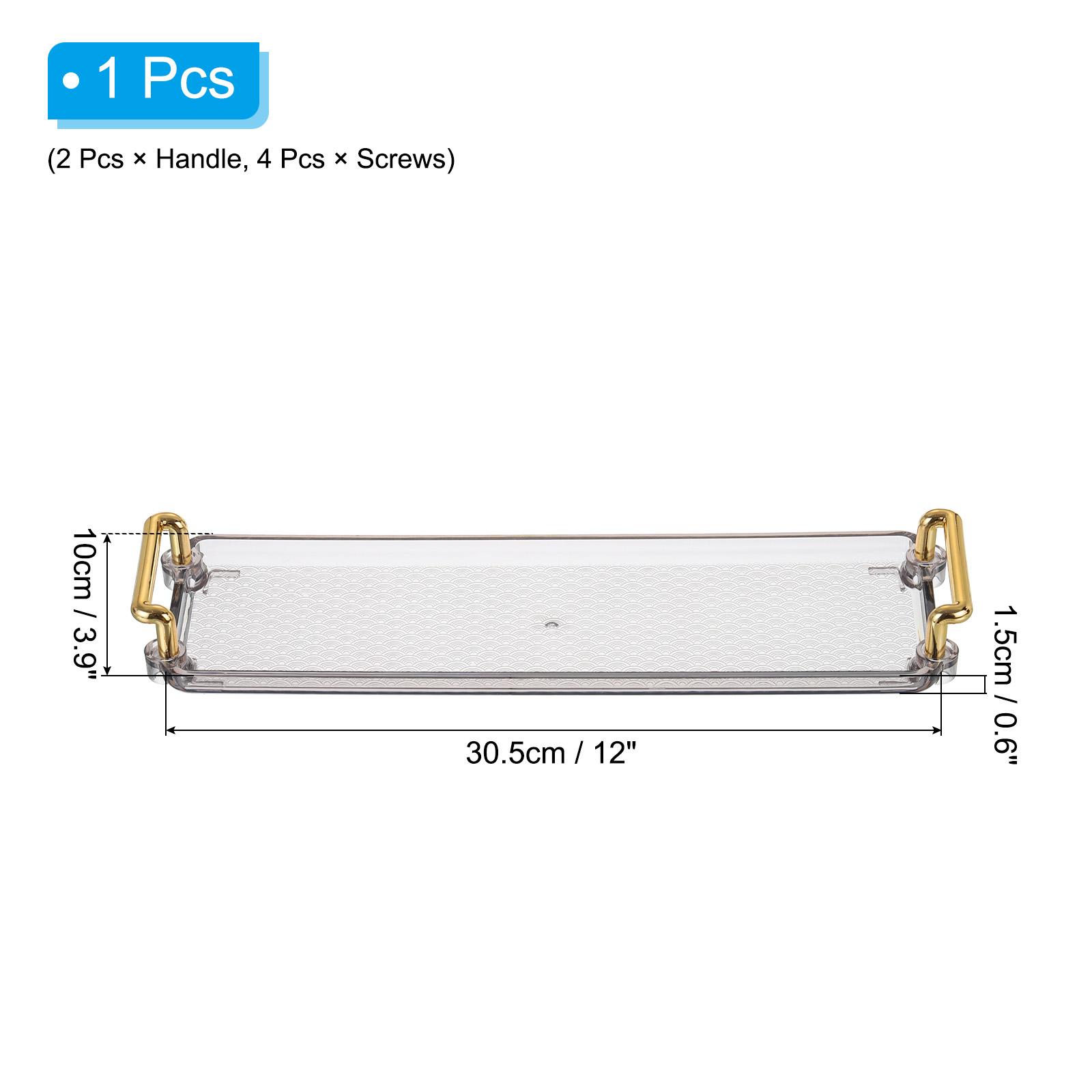 

Пластиковый сервировочный поднос с золотой ручкой Современный прямоугольный декоративный поднос Многоразовое блюдо для украшений для столешницы ванной комнаты