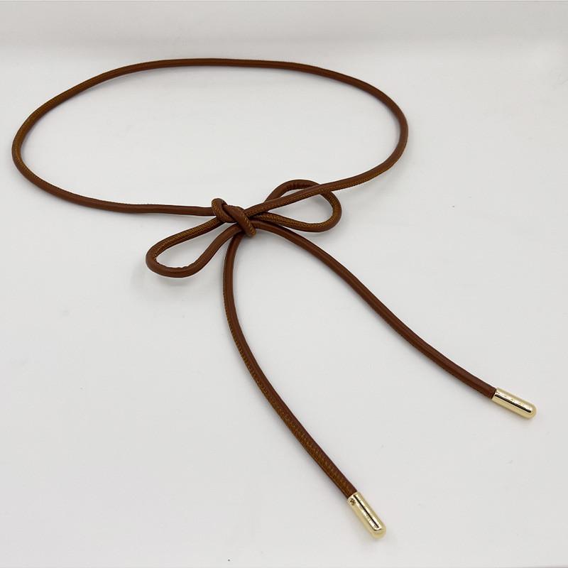 Stylish Pu New Leather Thin Waist Belt For Women With Smooth Buckle In Black Cream Coffee And Colors Camel