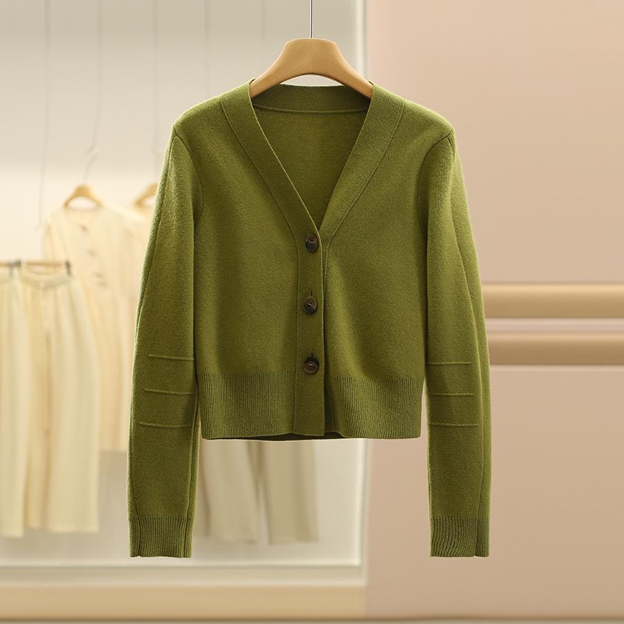 

Grace Merino Wool Slimming Cardigan Sweater for Women M тил зеленый