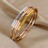 Stainless Steel Chunky Geometric Intersect Bracelets for Women Men Layered Gold Silver Color Rose Gold Hit Colors Bangles