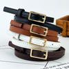 Pu Minimalist Leather Waist Belt For Women With Rectangular Buckle Design