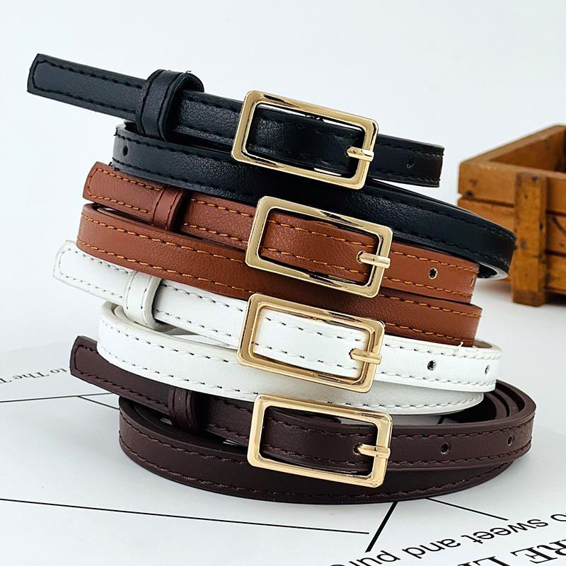 Pu Minimalist Leather Waist Belt For Women With Rectangular Buckle Design