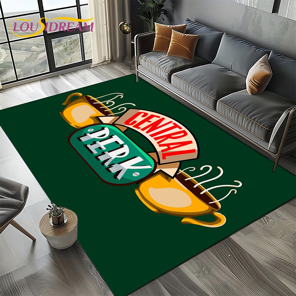 Tapis Carpette Central Perk Série TV Friends pour Salon Chambre Décoration Maison Canapé, Tapis Zone de Jeu Enfants Tapis de Sol Antidérapant Cadeau 100*120cm