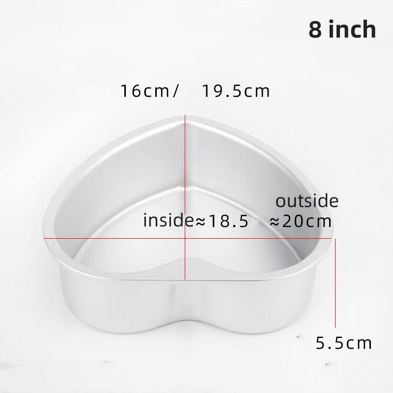 3/4/5/6/7/8/10/11 Inch Heart Shaped Cake Pan mold Solid Bottom Aluminum Alloy Chocolate Cake Pan Silver Tin Baking Mold Mould