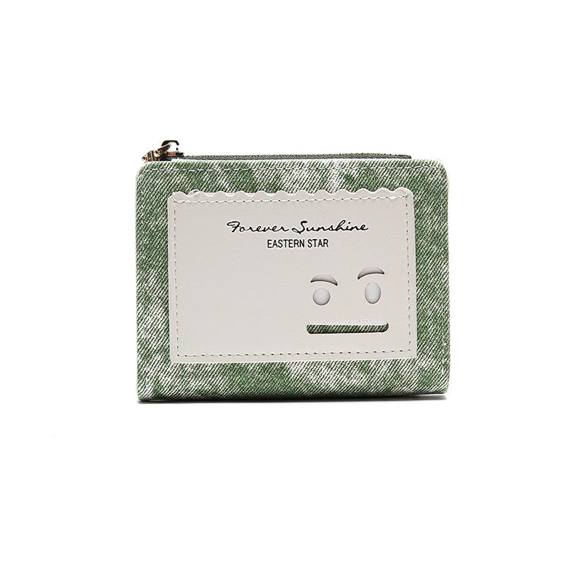 New short wallet female smiley face denim simple large capacity change bag card bag WaIIet
