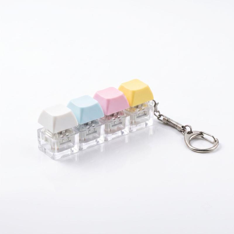 4-Button Keycaps Keyboard Fidget Keychain Stress Relief Fidget Clicker Toy Decompression Toy Bag Pendant