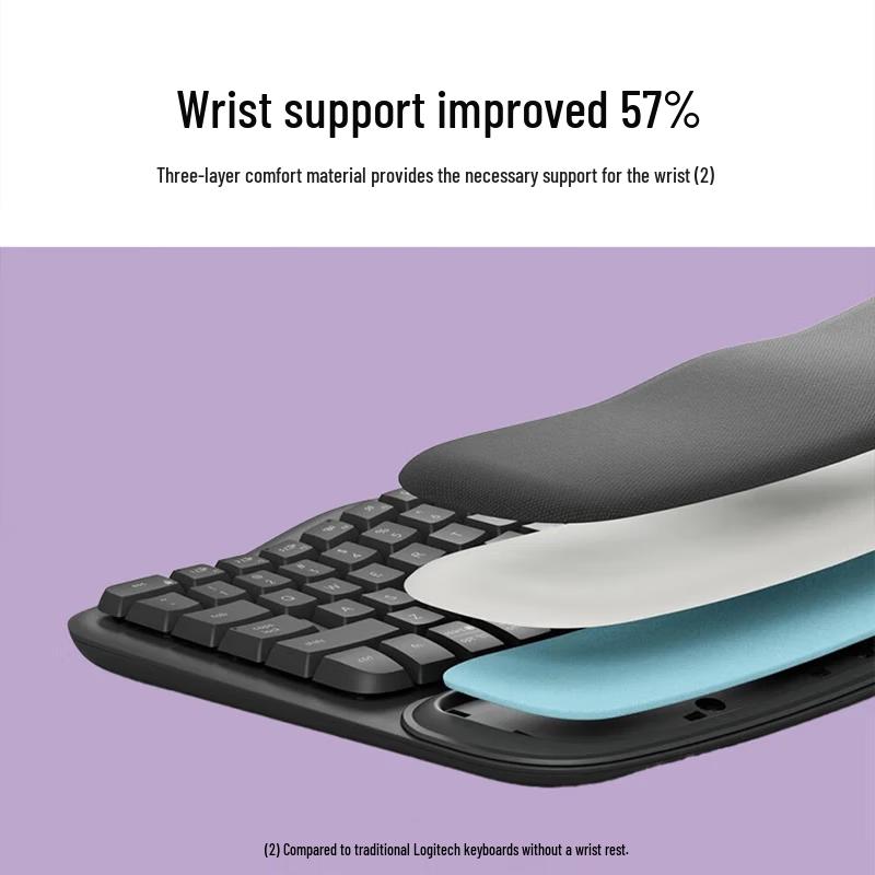 Logitech Wave Keys Ergonomic Wireless Bluetooth Keyboard & Lift Mouse Combo