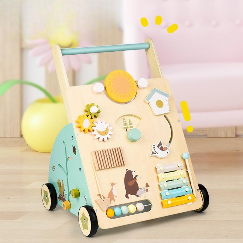 Children'S Educational Early Education Walker Trolley Baby Learning To Walk Walker Shopping Cart Wooden Toys