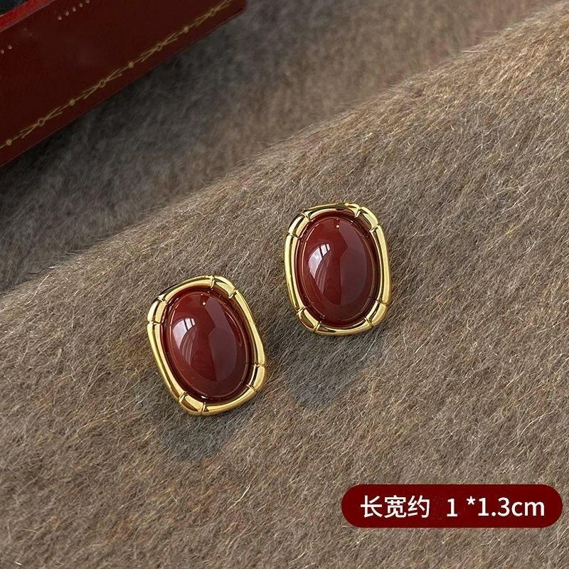 Vintage Coffee Enamel Earrings for Women Simple Exquisite Square Geometric Pattern New Style Jewelry Birthday Party Gifts