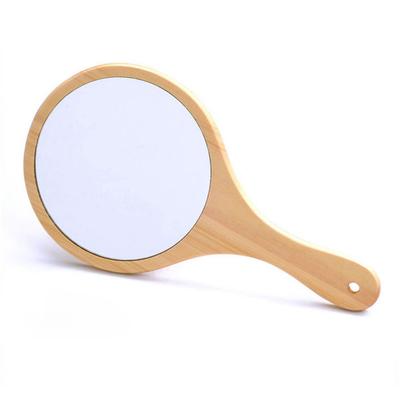 Holz Handspiegel Damen Schminkspiegel Vintage Tragbar Hängend Griffspiegel