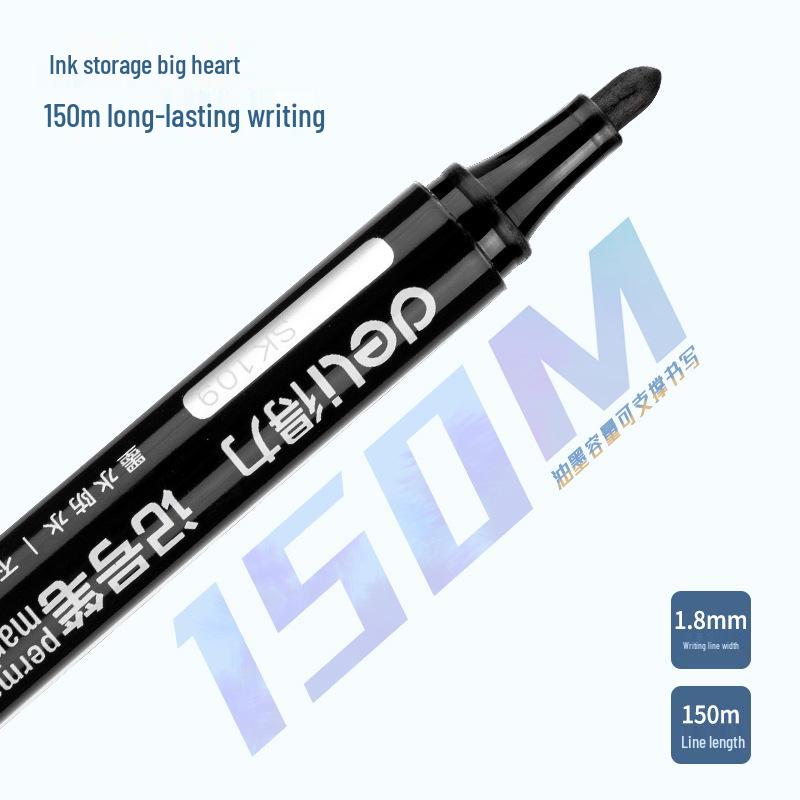 Genuine Deli SK109 Oil-Based Marker Pen - Black, Fade-Resistant, Express Disc