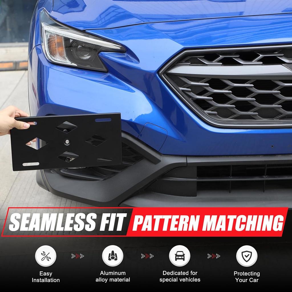 Car Front License Plate Mounting Bracket Compatible with Subaru WRX 2022-2024,Front Bumper Tow Hook License Plate Mount Bracket Tow Bumper Tow Hole