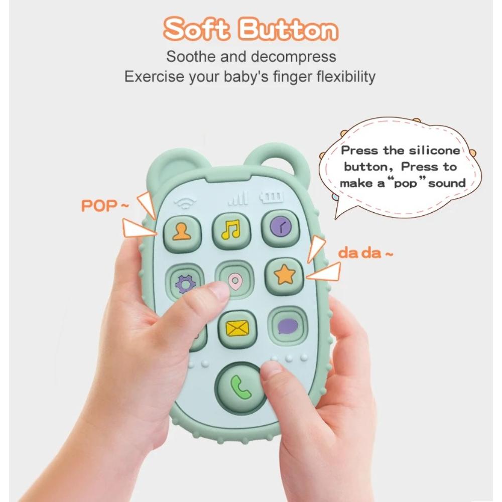 Baby Teether Mobile Phone Shape Silicone Teether Teething Toy Kids Sensory Educational Toy Baby Gift Set