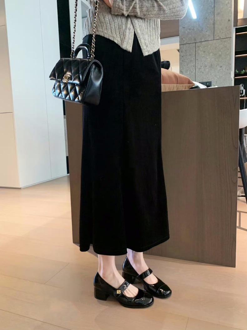 

Cowhide version~ Xiaoxiangfeng shoes color matching with Mary Jane single shoes women s genuine leather thick heel high heels small leather shoes 40