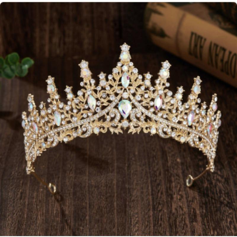 New Wedding Set Bride Accessories Crown Green Leaf Shoulder Strap Diamond Encrusted Headwear Wedding Dress Photo Props Ceremony