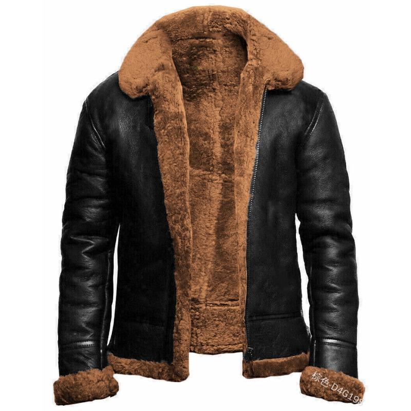 New street fur integrated men's coat thickened fur medium and long jacket suede