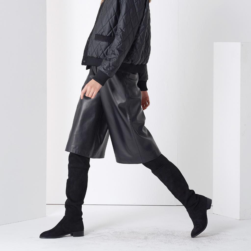 PINBLACK Lamb Skin Midi Wide Pants Black