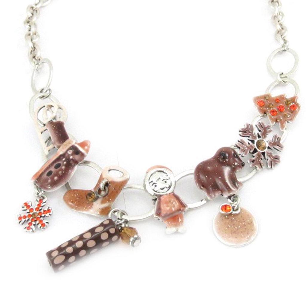 NOA [J5370] - Chocolate 'Merry Christmas' Designer Necklace