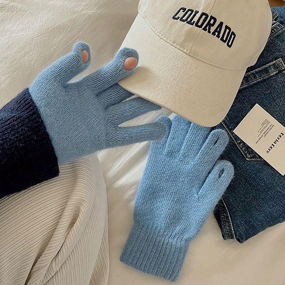 Bonbonfarbene Strickhandschuhe Touchscreen-Fingerhandschuhe Für Frau Mädchen Jungfrau