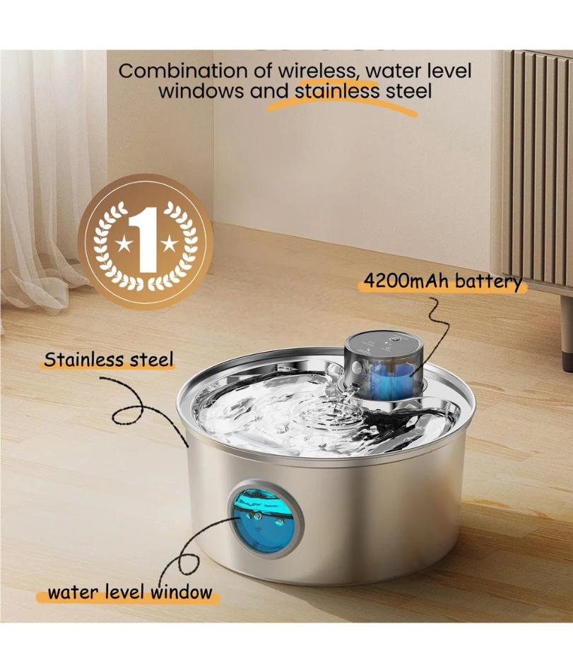 3.2L Recharge 5V USB Cat Water Fountain Automatic Sensor Stainless Steel Cat Dog Water Fountain Multiple Pet Drinking Bowls