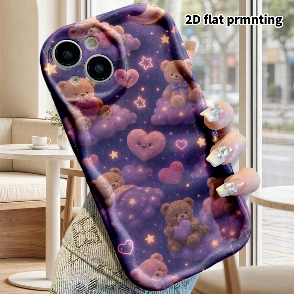 Phone Case: 2D flat design suitable for iPhone 18 17 16 15 14 13 Pro protective case, couple style, full print of cute bears, Christmas and Halloween 