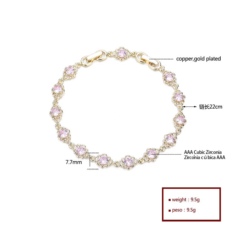 China Factory Top Design 18K Gold Plated Cubic Zircon Custom Charm Bracelet Fashion Jewellery Import Accessories