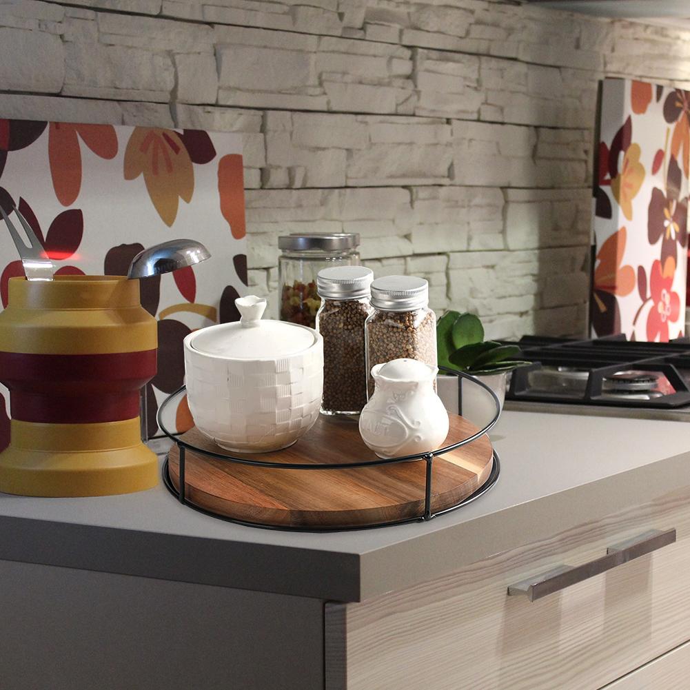 360stupňový otočný organizér Univerzální otočný talíř Lazy Susan Kulatý dřevěný pro domácnost Kuchyň Spíž