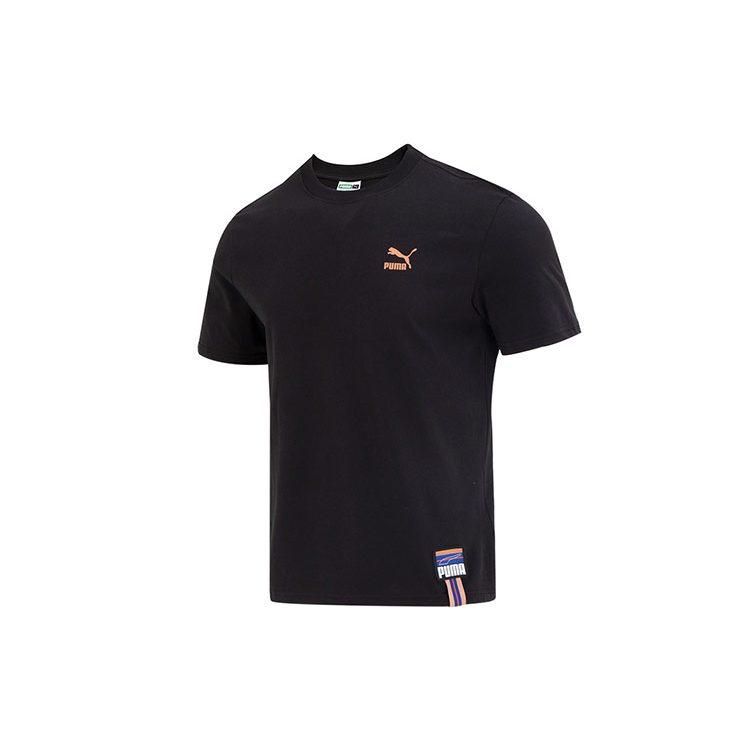 PUMA T Shirts Unisex Black Crew Neck Moderate Straight Fit 677382-01