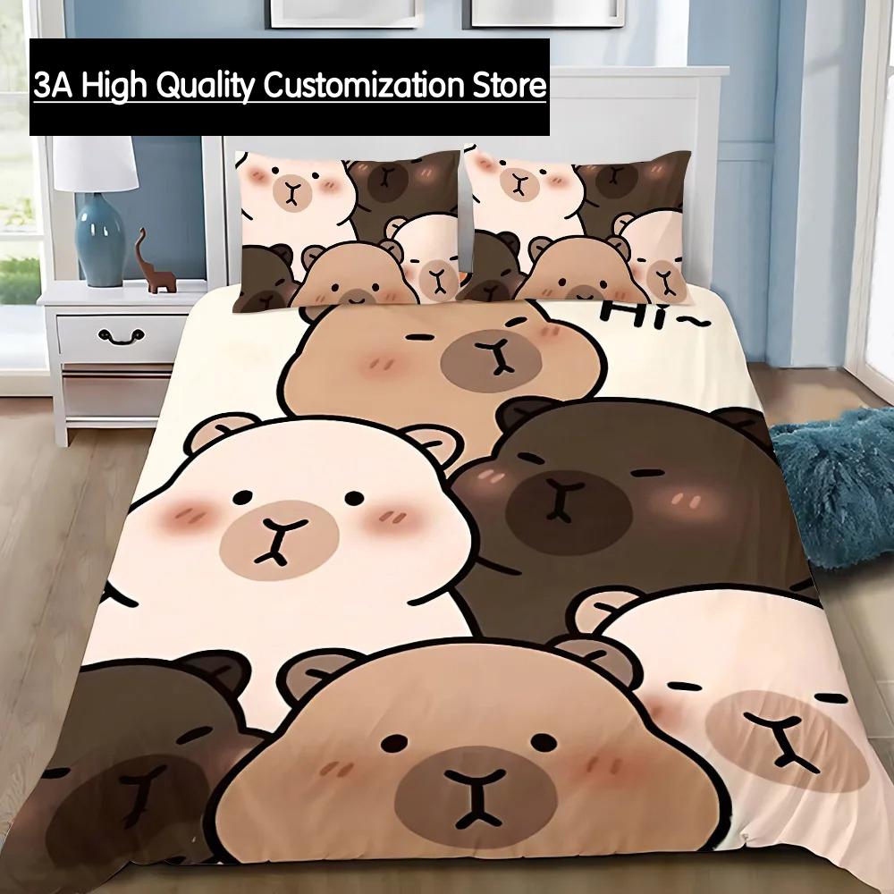 Comforter Cute Capybara Bedding Set Adult Boy Girl Bedroom Decoration Boys Gift Single Double Large Size